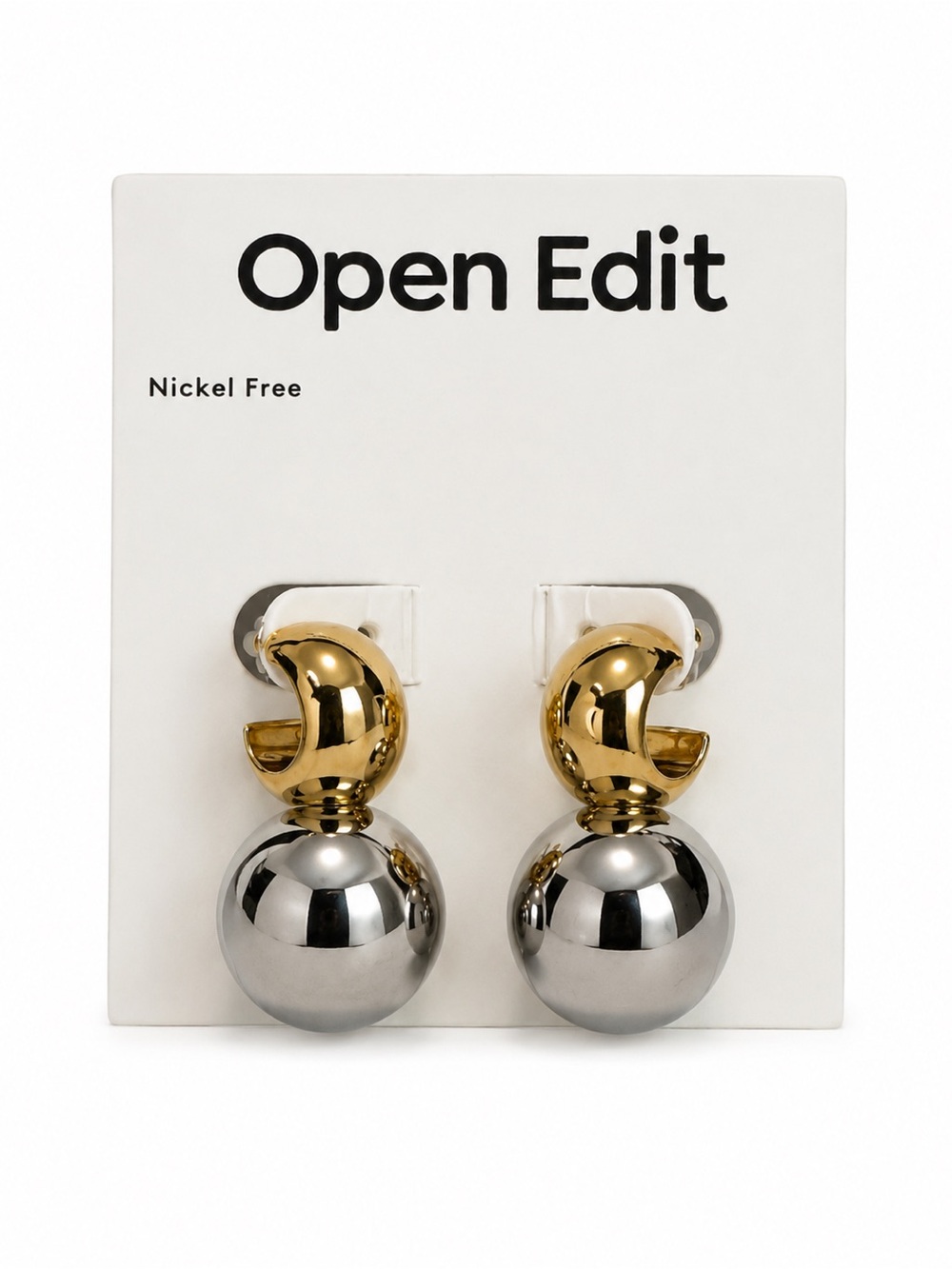 Open Edit Two Tone Orb Drop Earrings Gold Rhodium NWT Nordstrom Statement